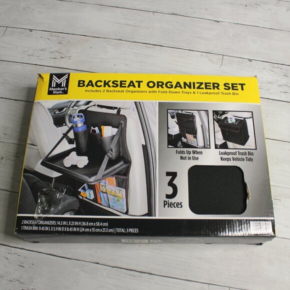 Backseat Organizer Set Fold Down Up Trays Travel Car Vehicle Caddy Set - Picture 3 of 4